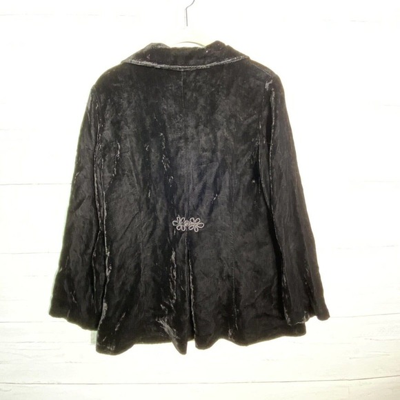 J Jill Black Velvet Blazer Jacket Knot Buttons - Picture 5 of 6